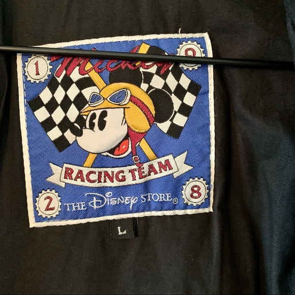 VINTAGE Mickey Mouse Racing Leather Jacket-Large - Picture 5 of 12